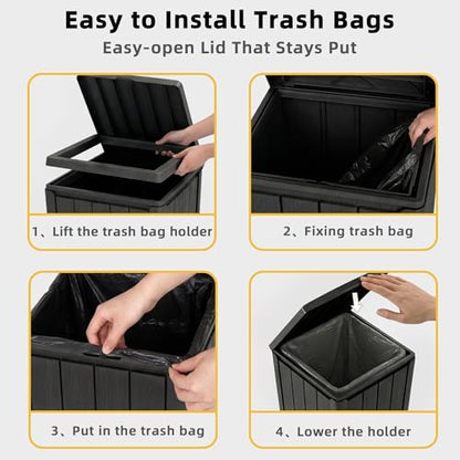 EFU 38 Gallon Outdoor Trash Can with Lid, Waterproof Garbage Can Bin - color: Black