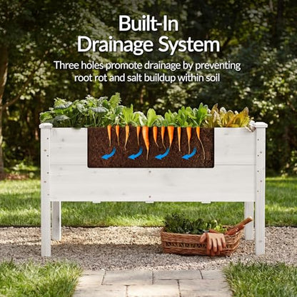 Best Choice Products 48" x 24" x 30" Raised Garden Bed with Extra Deep 16" Depth, Elevated Wood Planter Box Stand for Backyard, Patio, Balcony, Natural Fir Wood - White - color: White, size: 48" Extra Deep 16" Depth