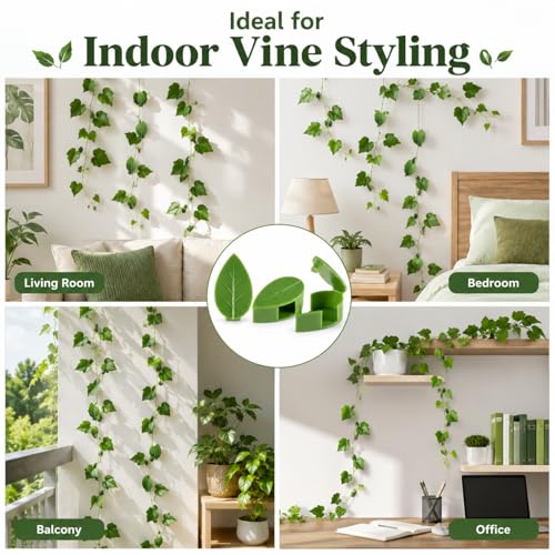 RAINFLOW 90PCS Plant Wall Clips - 108 Adhesive Stickers for Climbing Vines