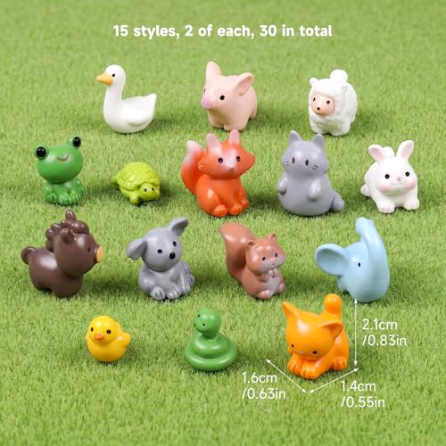 Sibba 30 Pcs Mini Forest Animals Figurines, Mini Resin Animal Miniature