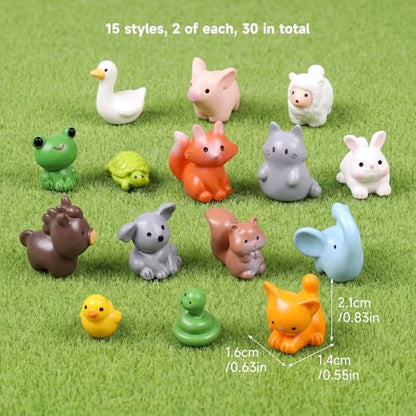 Sibba 30 Pcs Mini Forest Animals Figurines, Mini Resin Animal Miniature