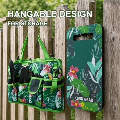 KUNN 5 Gallon Garden Bucket Tool Organizer & Kneeling Pad Set, Green - color: Green Leaf