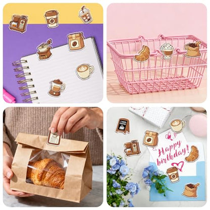 MAYJOYDIY 24Pcs 12 Styles Coffee Acrylic Chip Clips Coffee Bean Cup Bag Sealer Sealing Closures Funny Bag Clips for Food Storage Airtight Seal Grip - color: Coffee
