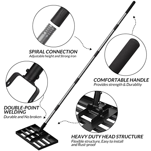 Walensee Lawn Leveling Rake, Reinforced Leveler with 6.5FT Steel Handle - size: 6.5FT 17"x10"
