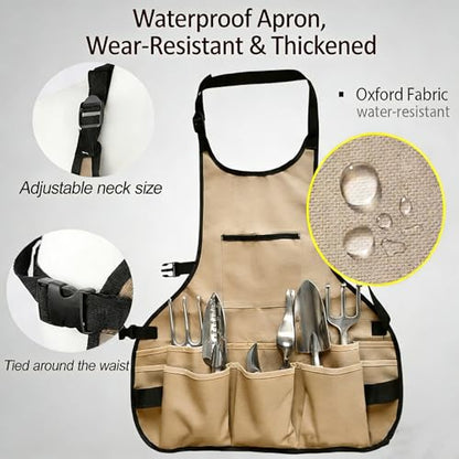 Gardening Apron with Pockets, Adjustable Oxford Garden Apron for Women Men