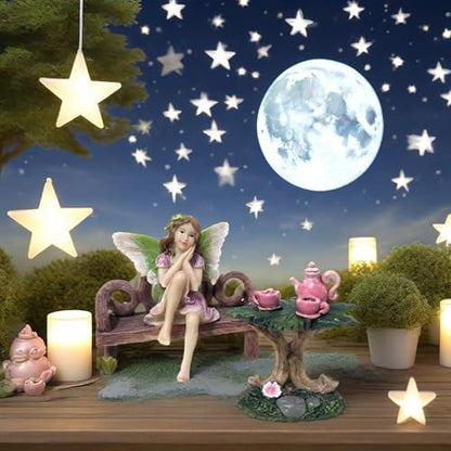 3 Pcs Miniature Garden Furniture Miniature Table and Chairs Set Fairy Garden Accessories Outdoor Mini Resin Furniture Kit Micro Landscape Decor Tea Set for Fairies and Garden Gnomes DIY Craft Gift