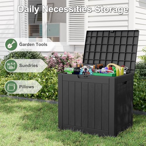 32 Gallon Outdoor Storage Box Waterproof Deck Box Patio Storage - color: Black, style: 32Gallon-style2