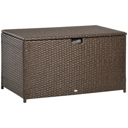 Outsunny 113 Gallon Deck Box Rattan Outdoor Storage Box Brown