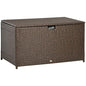 Outsunny 113 Gallon Deck Box Rattan Outdoor Storage Box Brown