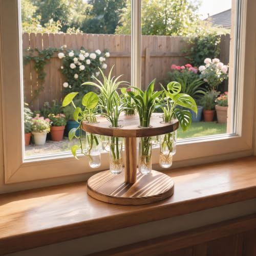 Plant Propagation Station, 9 Propagation Tubes with Wooden Stand - size: single layer