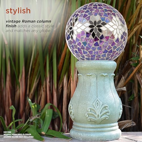 Alpine Corporation 12" Tall Indoor/Outdoor Roman Column Gazing Globe Display Stand - size: 8"L x 8"W x 12"H (1 Unit)