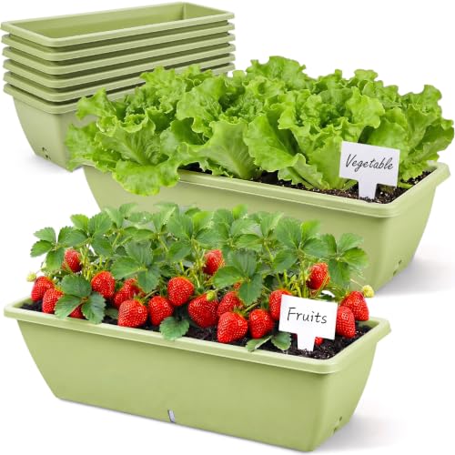 8 Pcs 24 Inch Plastic Window Boxes Planters, Light Green - color: Light Green