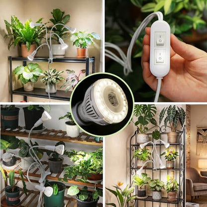 Clip on Grow Light, 40W LED Full Spectrum Bulb, 600W Equivalent - size: 4 Head