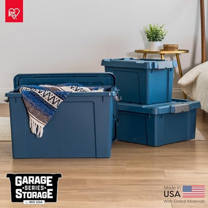 IRIS USA 4-Pack 19 Gal Heavy Duty Lockable Storage Totes with lids, Navy - color: Navy, size: 20 Gal - 4 Pack