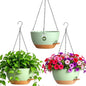 10 Inch Self-Watering Hanging Planters Set of 3 with Saucers - color: Green Brown, size: 10 Inch 3 Pack