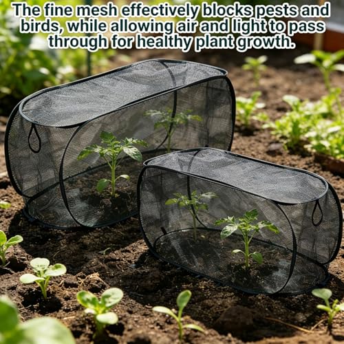 2 Pack Pop Up Garden Row Cover, 39x18x16 for Raised Beds - color: Black-1