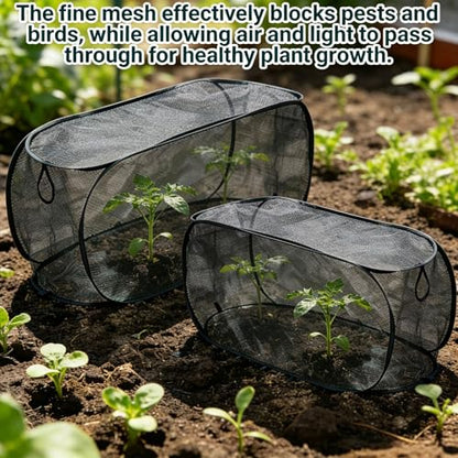 2 Pack Pop Up Garden Row Cover, 39x18x16 for Raised Beds - color: Black-1