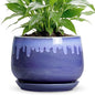 Ceramic Flower Pots, 7 Inch Indoor Planter with Drainage, Blue - size: 7 Inch, style: Blue