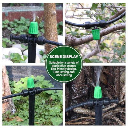 Kalolary 30Pcs Push-to-Fit Drip Irrigation Spray Emitters for 1/4" Tubing - size: 1/4” Push-to-Connect Tee- Misting- 30P Green