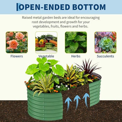 Garvee 2 Pack 6X3X2ft Galvanized Raised Garden Bed, Oval Metal Planter Box - color: Green-oval, size: 6x3x2ft 2pcs