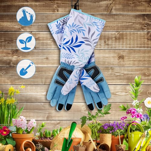 Gardening Gloves for Women Thicken Thorn Proof Women garden gloves, Long Forearm Protection for Yard and Outdoor Work - size: Medium