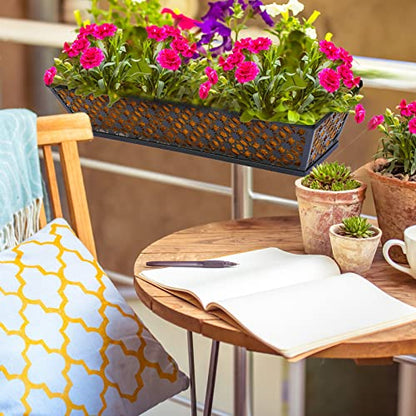 Geetery 6 Pack Window Railing Planter with Coconut Liner 30'', Vintage - style: Vintage