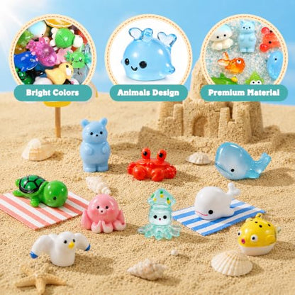 60pcs Mini Sea Animals Tiny Resin Animal Figurines Aquarium Ornaments Decor