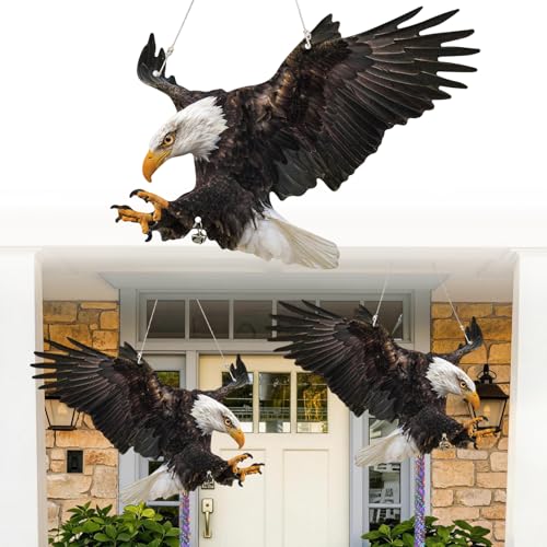 4 Pcs Eagle to Keep Pigeon Woodpecker Animals Away, Flat Paper Hanging Fake Eagle with Reflective Tape for Scare Animals Away, Weatherproof Outdoor Decor for Patio Backyard Porch Balcony Windows - color: 4pcs-black Eagle 01