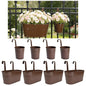 8 Pack Mixed Size Metal Railing Planters with Hanging Hooks, Chocolate - color: Chocolate, size: Oval 10"*4 + Round 4"*4