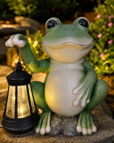 YODY Solar Garden Statues Outdoor Decor Frog with Lantern - style: 02-Frog