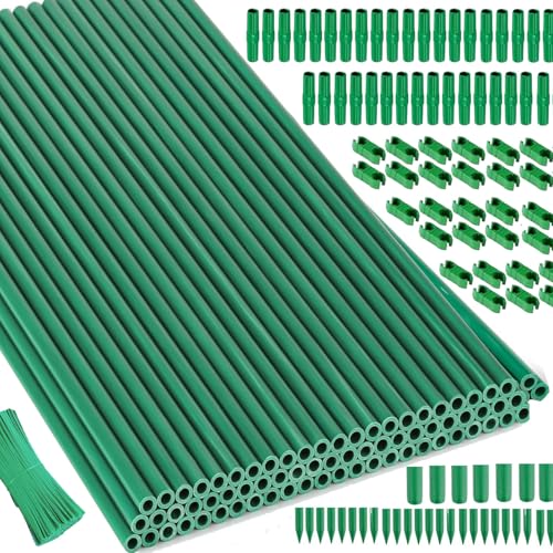 70sets Garden Stakes Set with Fiberglass Plant Stakes Sticks Supports and Accessories, DIY 4ft 5ft 6ft 7ft Tomato Stakes for Tomato,Vegetables, Pepper, Indoor Outdoor Spring Plants - size: 70Sets