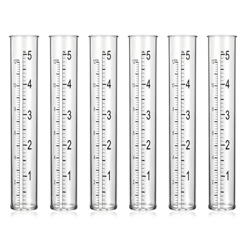 JJUNW 6 Pcs Rain Gauge Replacement Tubes, 5" Clear Plastic Rain Meter Tube
