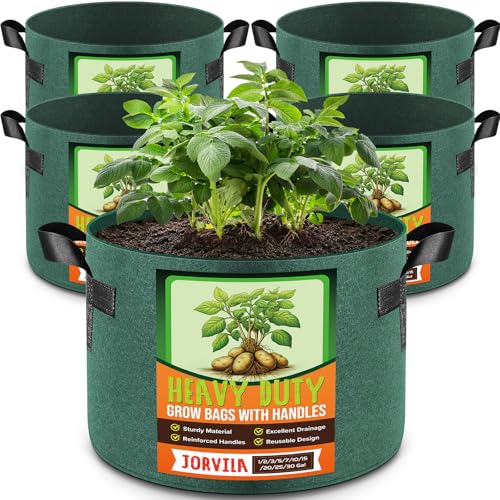 Jorvila 5-Pack 10 Gallon Grow Bags - color: Green, size: 10 Gallon