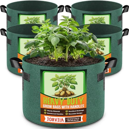 Jorvila 5-Pack 10 Gallon Grow Bags - color: Green, size: 10 Gallon