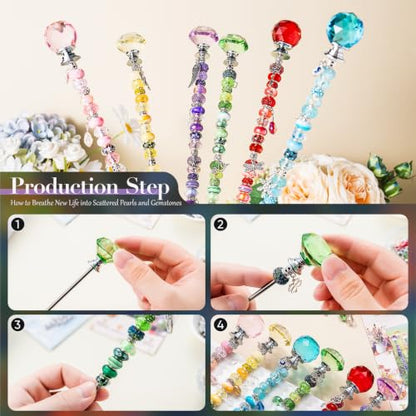 16in Extra Long Beaded Garden Stakes kit, 306Pcs DIY Fairy Wand - color: Multiple Colors