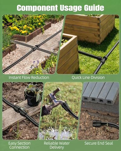 Pawfly 25 ft 1/2 Inch Drip Irrigation Tubing Main Tube, 1/2 Irrigation Tubing for Garden Irrigation System, Flexible PVC Main Line with 5 Barbed Locked Drip Irrigation Parts, 1/2" Drip Irrigation - size: 25 FT 1/2" Main Tubing with 5 Connectors