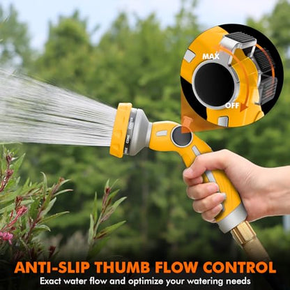 RESTMO Hose Nozzle Heavy Duty, Metal Water Hose Sprayer for Garden - color: Yellow, size: 9 Watering Patterns