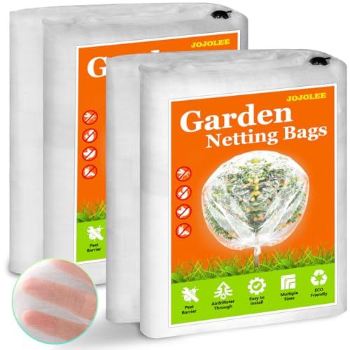 JOJOLEE Fruit Tree Netting for Garden Protection, 2Pcs 7.8 x 7.8FT Insect Bird Nettings with Zipper and Drawstring, Plant Cover Mesh Net Bags for Blueberry Bushes, Tomatoes, Flowers - size: 7.8FT x 7.8FT