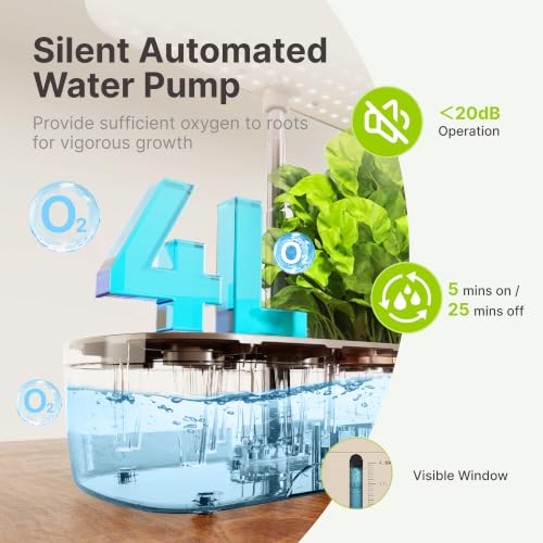 SUNCOZE Hydroponics Growing System, 12 Pods, 12.4 in Adjustable Height - color: Beige