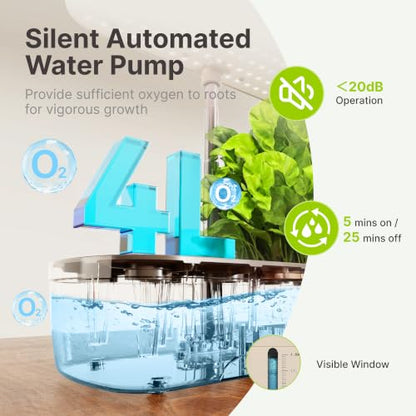 SUNCOZE Hydroponics Growing System, 12 Pods, 12.4 in Adjustable Height - color: Beige