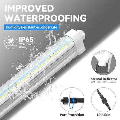 JESLED Waterproof T8 Grow Lights, 2FT 5000K Full Spectrum Daylight, 2Packs - size: 2FT×2P
