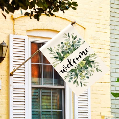 AVOIN colorlife Spring Summer Floral Welcome House Flag Outside 28x40 Inch - size: House Size-28 x 40"