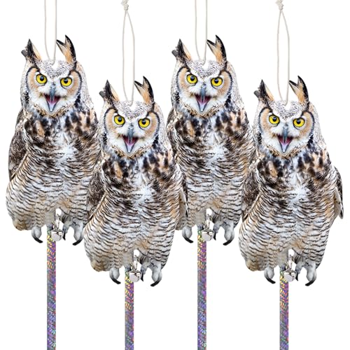 4PCS Flat Plastic Owls to Keep Woodpecker Away from House - color: Light Grey Owl 4pcs