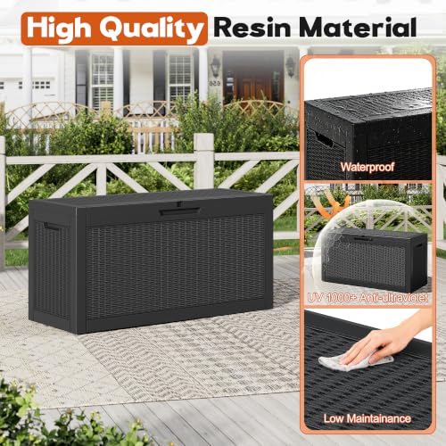 Outdoor Deck Storage Box,Waterproof,Black,72 Gallon - color: Striped Black, style: 72 Gallon