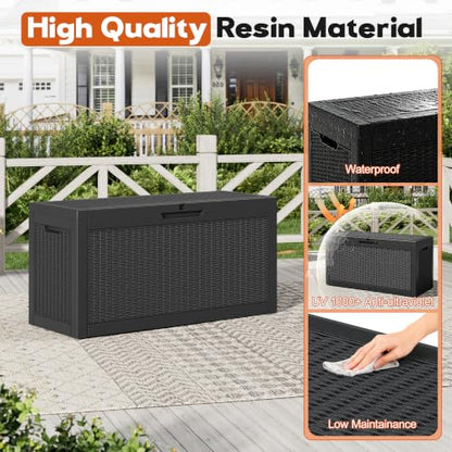 Outdoor Deck Storage Box,Waterproof,Black,72 Gallon - color: Striped Black, style: 72 Gallon