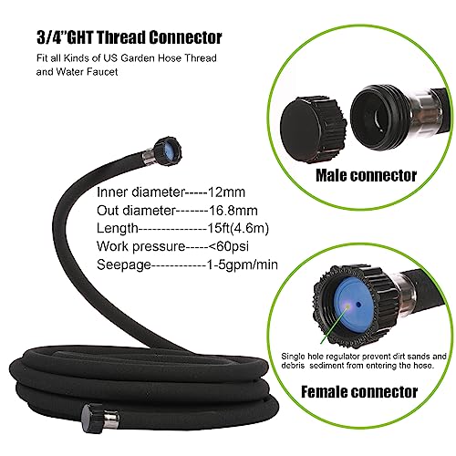 AMRITA 1/2"Soaker Hose KIT, 15ft 4Pack Garden Drip Hoses Plastic Couplings - color: 1/2"×(15FT)×(4PCS)