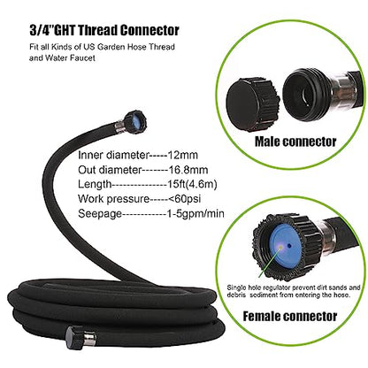 AMRITA 1/2"Soaker Hose KIT, 15ft 4Pack Garden Drip Hoses Plastic Couplings - color: 1/2"×(15FT)×(4PCS)