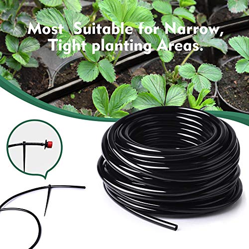 Bonviee 100FT 1/4” Drip Irrigation Tubing, 0.17” ID x 0.25” OD, Black - size: 100FT