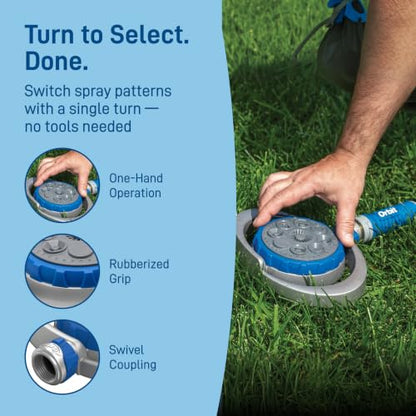 Orbit Metal 8-Pattern Turret Sprinkler, Weighted Base - 28252