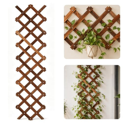 1 PCS Expandable Wood Lattice Fence Panels for Outside - size: 1 Pack